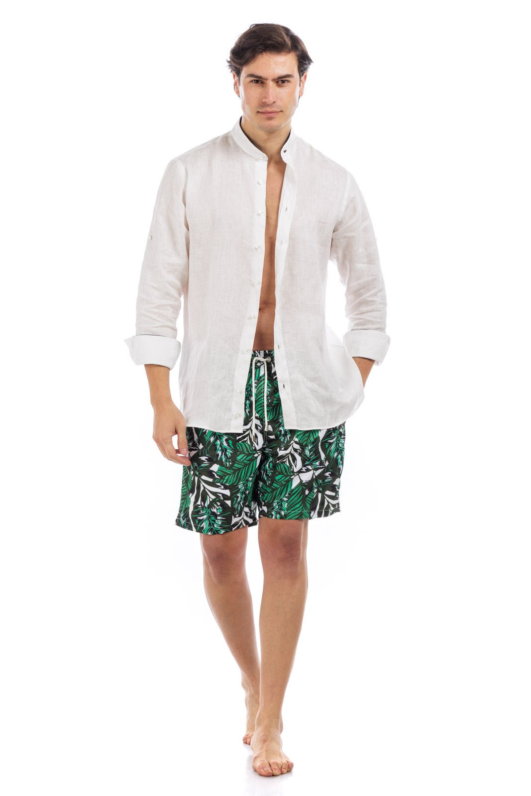 Leaf Printed Swim Shorts