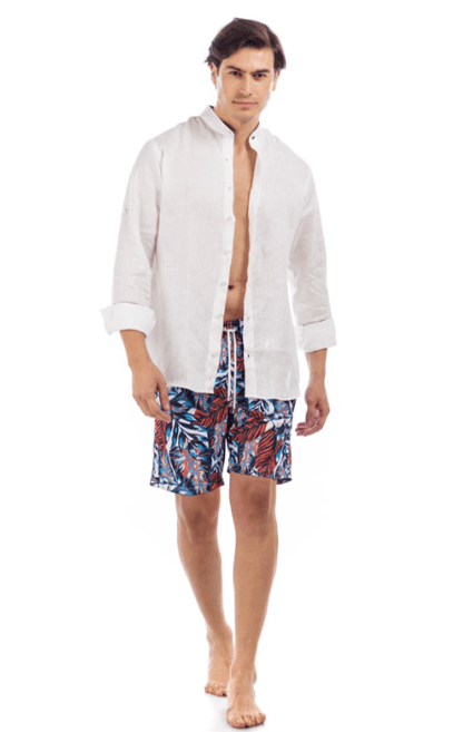 Leaf Printed Swim Shorts