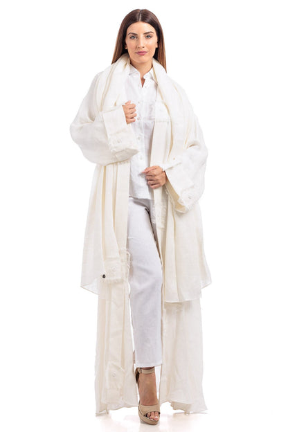 Linen Abaya With Embroidery Details - by CAPRI LIFESTYLE