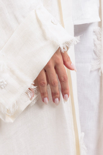 Linen Abaya With Embroidery Details - by CAPRI LIFESTYLE
