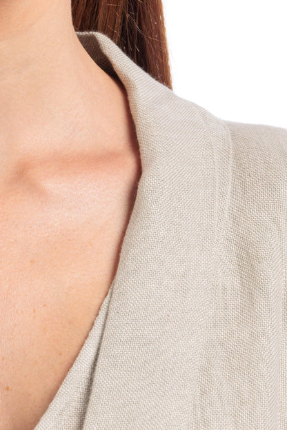 Linen Abaya With Flower Embroidery Details - by CAPRI LIFESTYLE