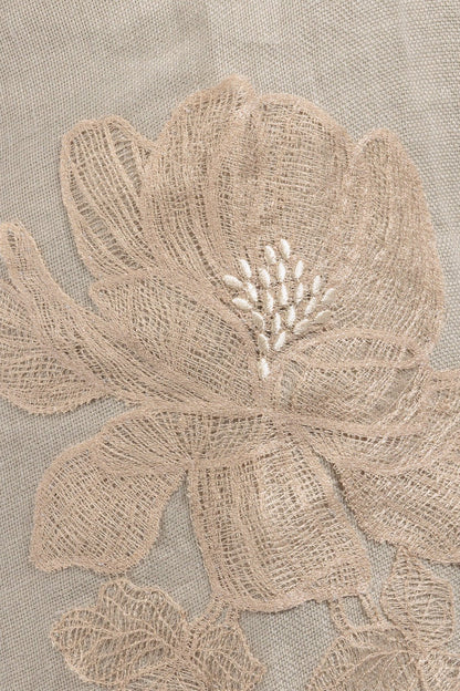 Linen Abaya With Flower Embroidery Details - by CAPRI LIFESTYLE