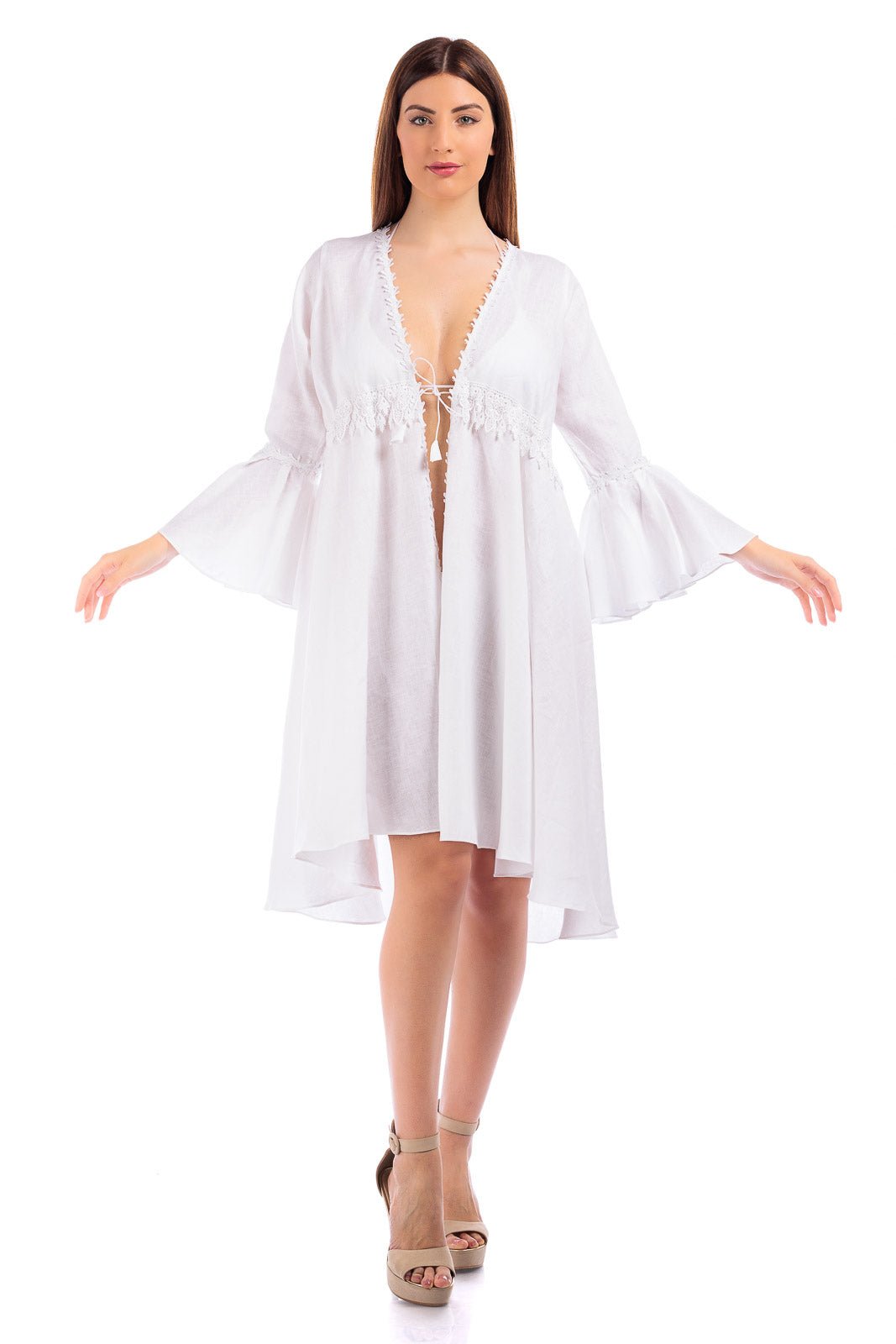 Linen Flare Coverup (with Lace details)