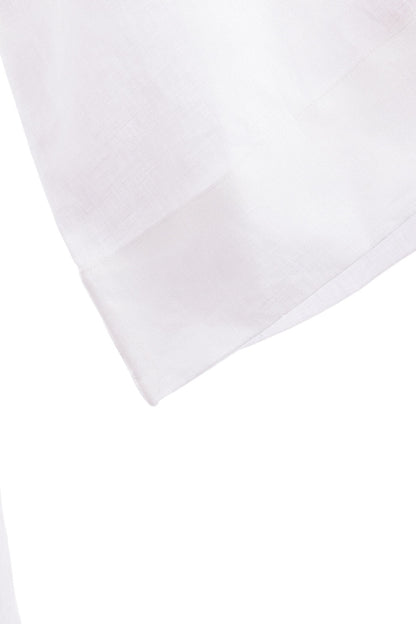 Linen Kimono Style Short Robe (with Flower Applique)