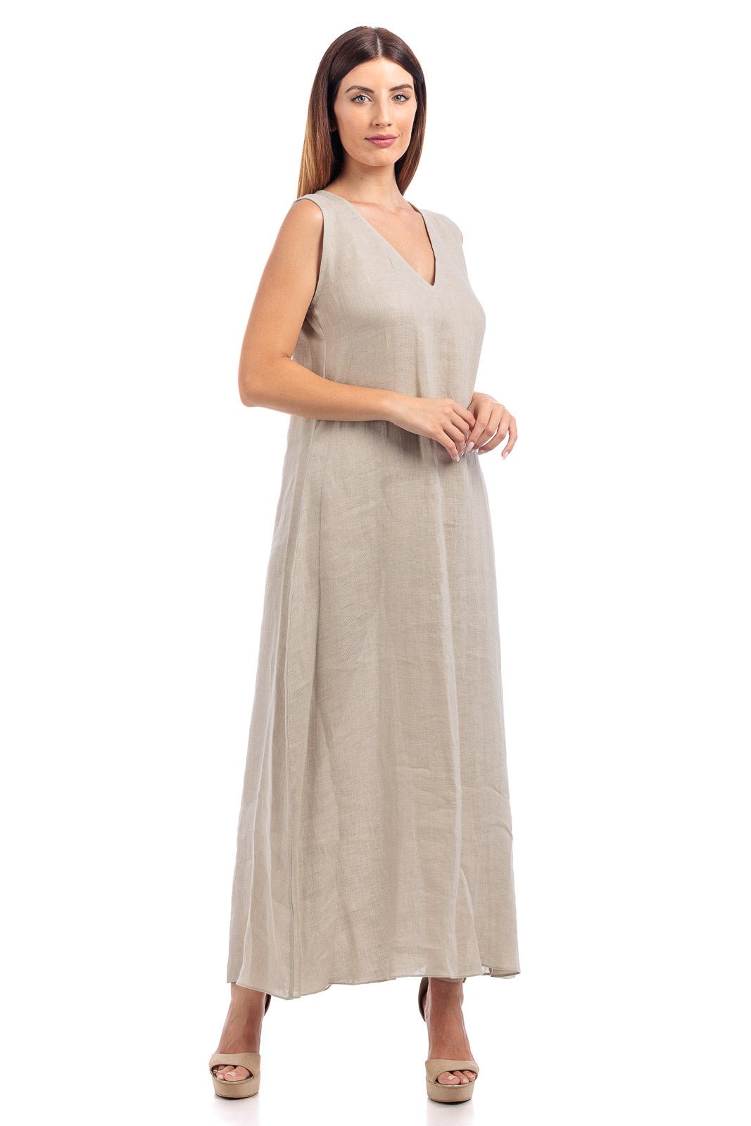 Linen Long Abaya Dress - by CAPRI LIFESTYLE