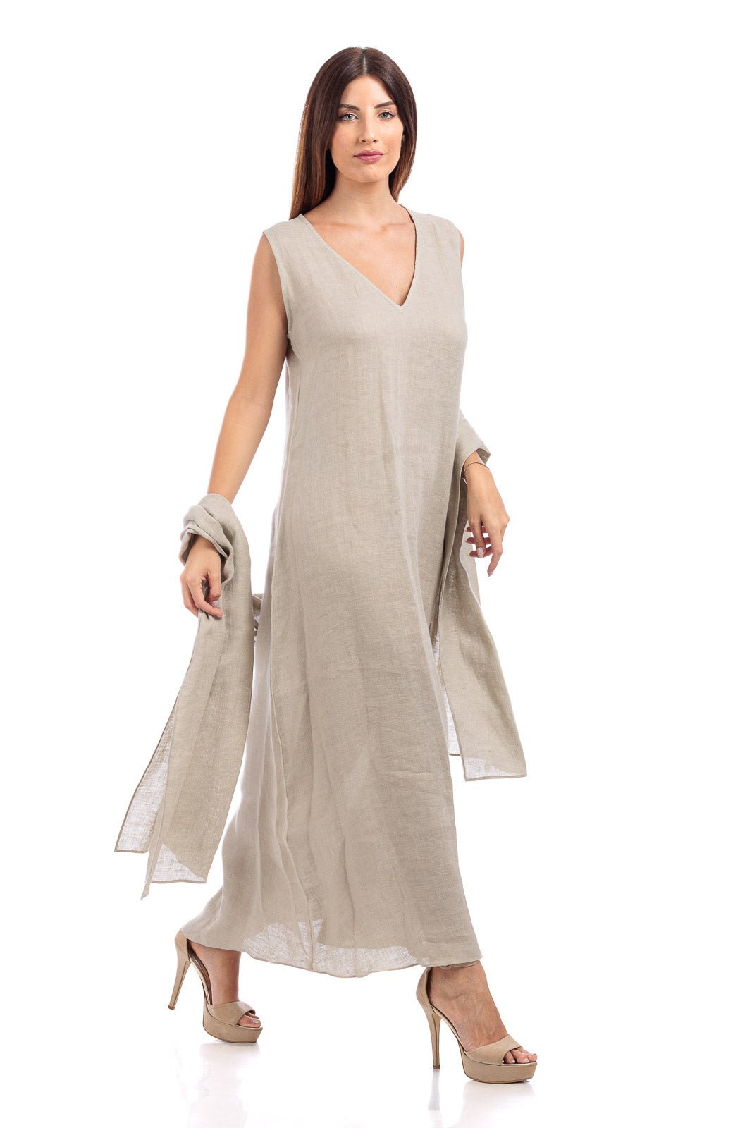Linen Long Abaya Dress - by CAPRI LIFESTYLE