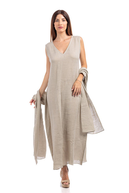 Linen Long Abaya Dress - by CAPRI LIFESTYLE