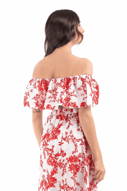 Linen Off - Shoulder Crop - Green - Women&