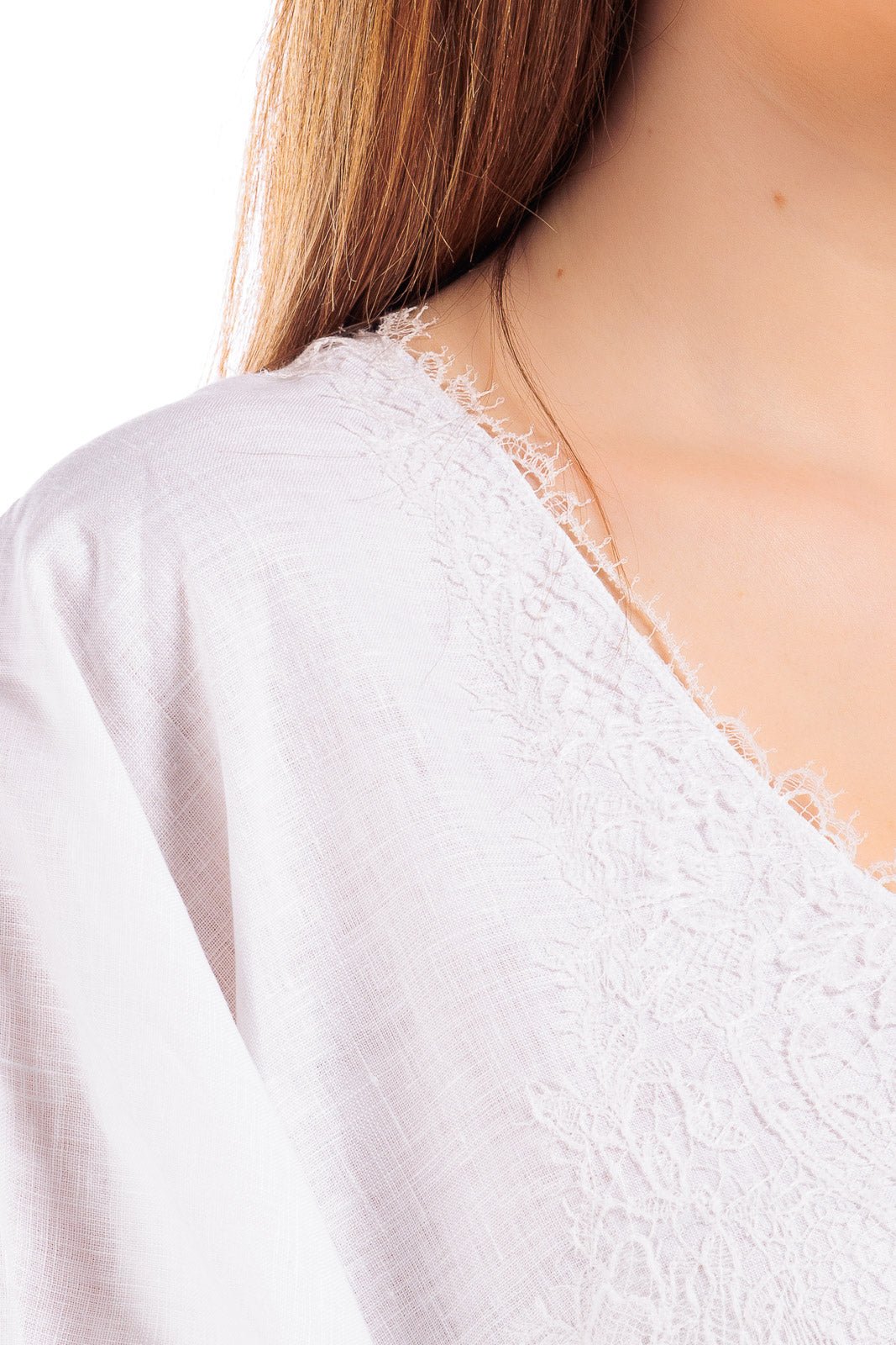 Linen Short Katan ( with Lace details )