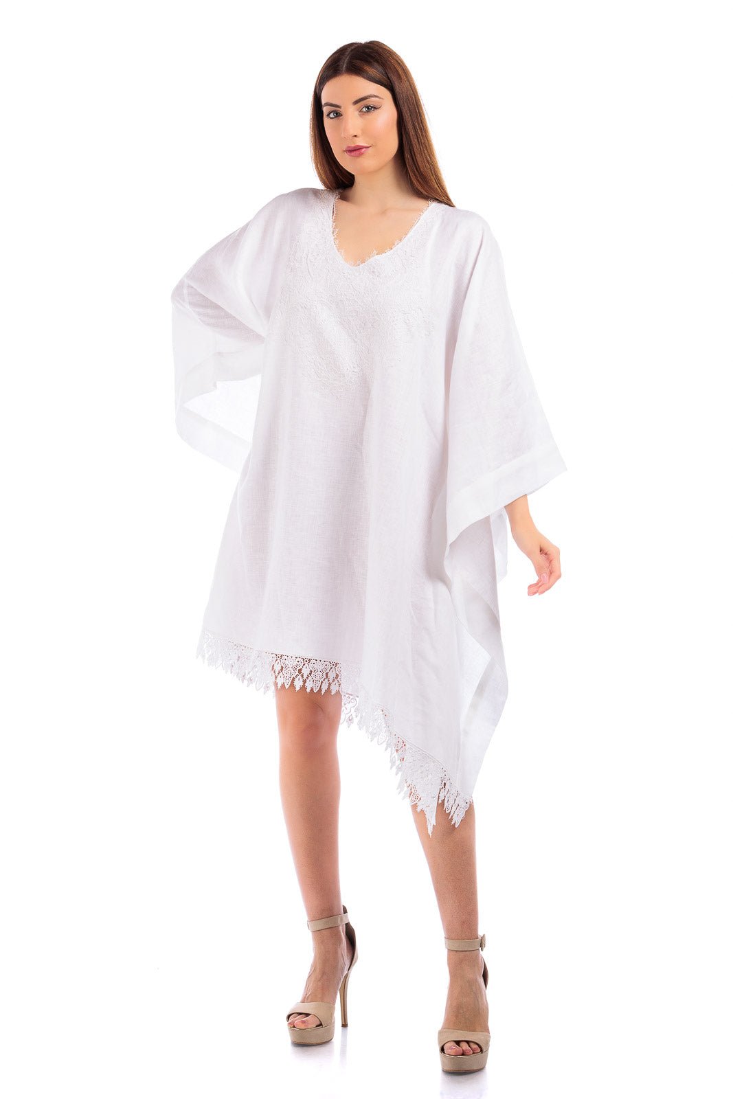 Linen Short Katan ( with Lace details )