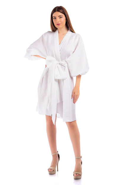 Linen Wrap Around Dress (with  Flower Applique)