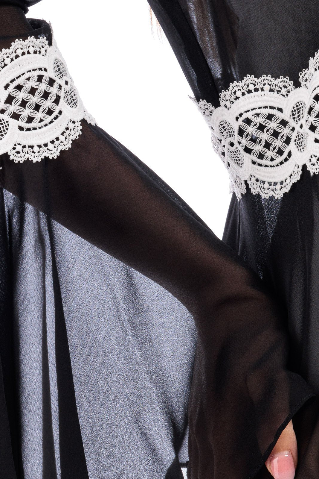 Long Plain Chiffon Robe Cover Up  (with lace finish)