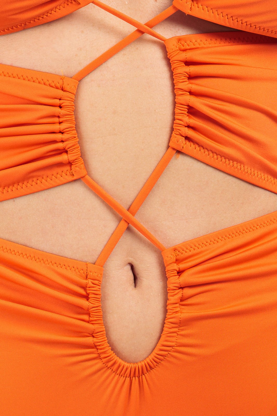 PLAIN CUT-OUT RUCHED SWIMSUIT