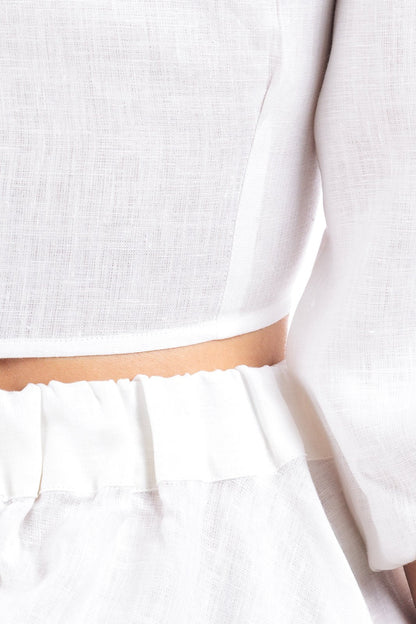 Plain Linen Flowy Blouse - Women&