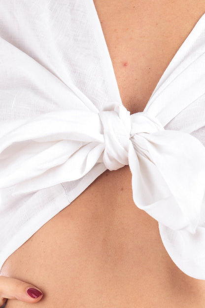 Plain Linen Flowy Blouse - Women&