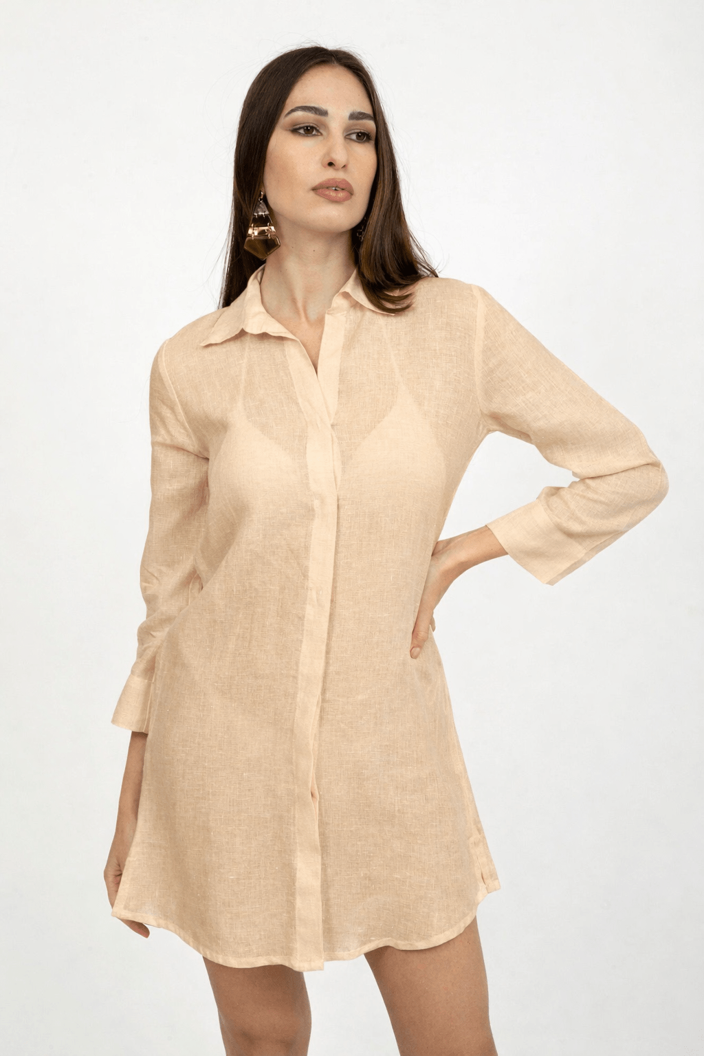 Plain Linen Polo Dress - by CAPRI LIFESTYLE