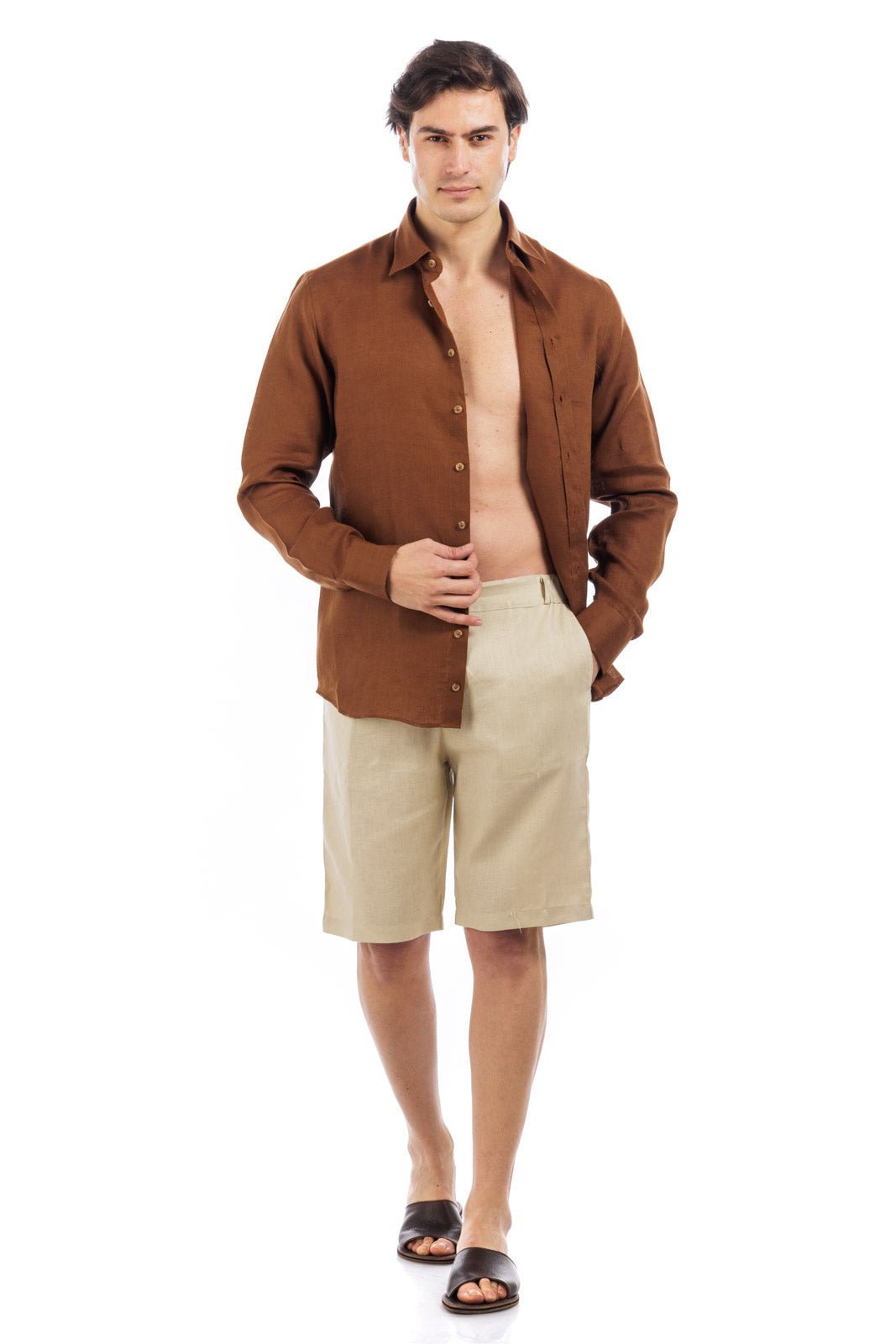 Plain Linen Shorts Bermuda