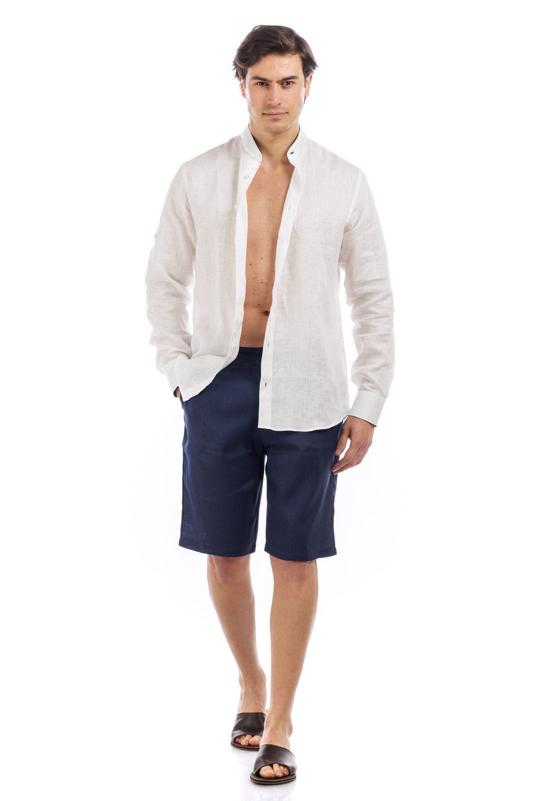 Plain Linen Shorts Bermuda