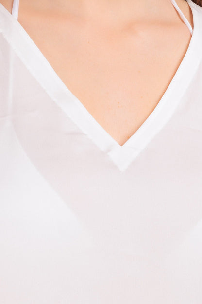 Plain Silk V-neck Kaftan