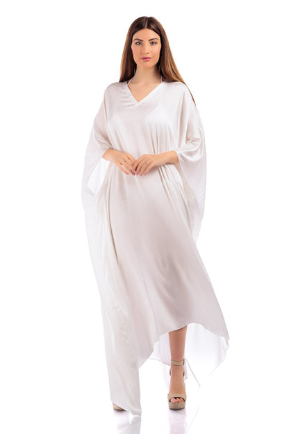 Plain Silk V-neck Kaftan