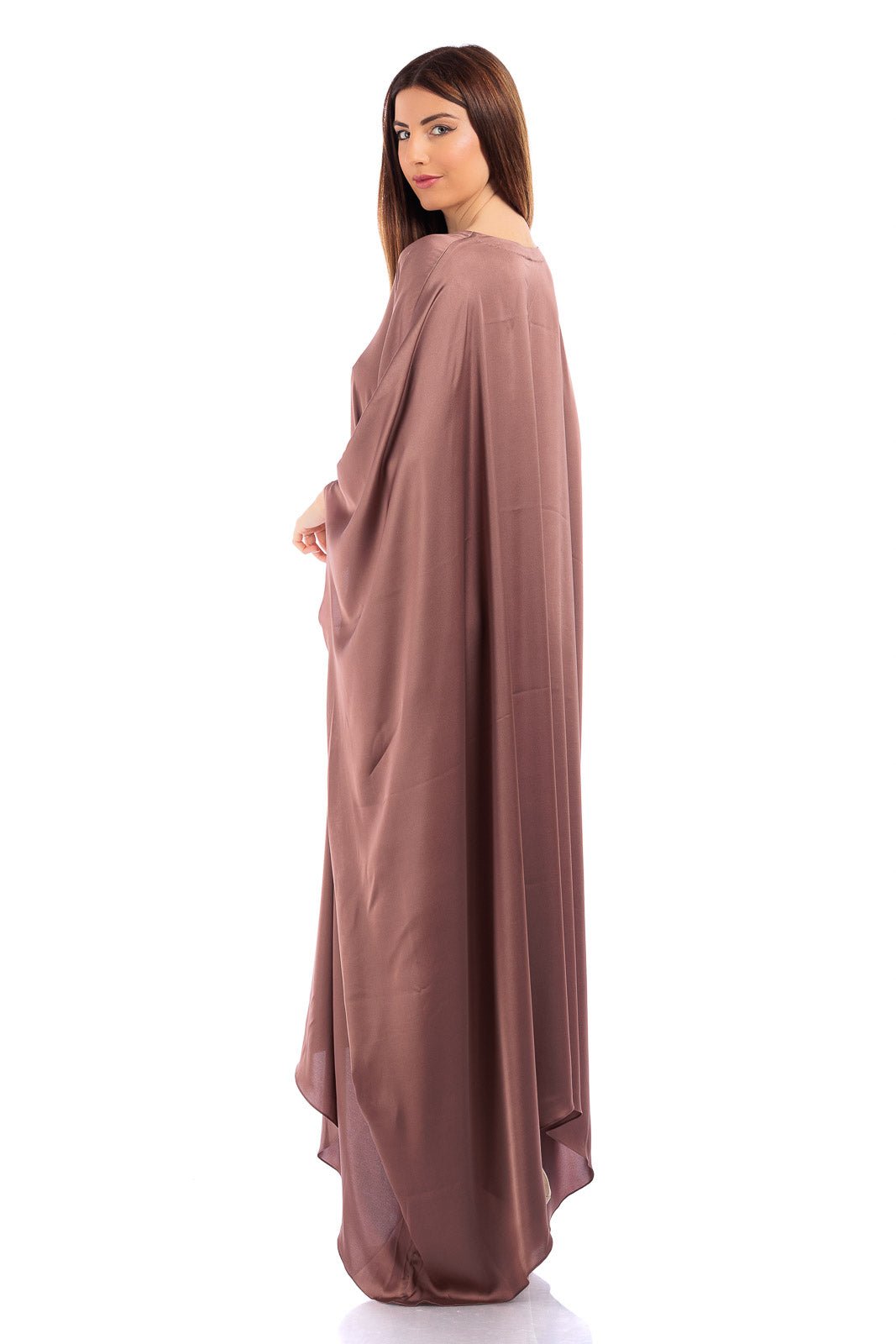 Plain Silk V-neck Kaftan