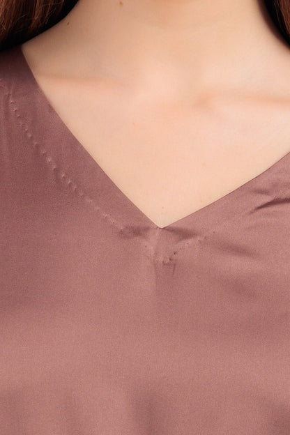 Plain Silk V-neck Kaftan