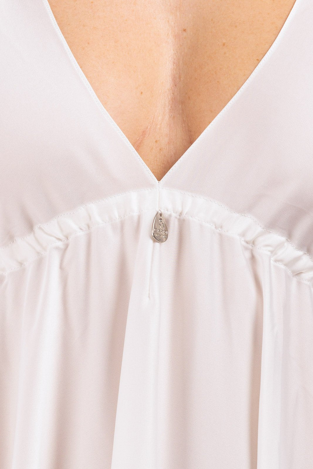 Plain V-neck Silk Dress