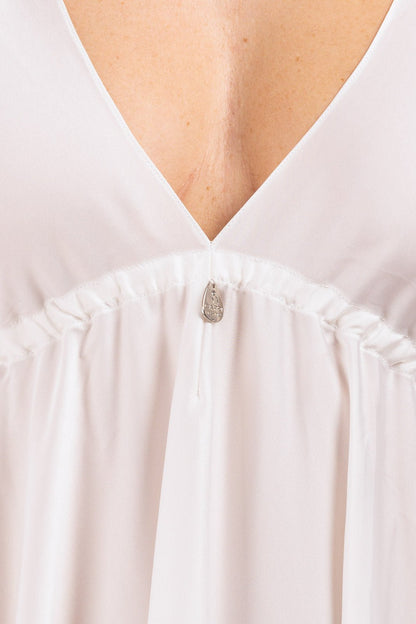 Plain V-neck Silk Dress