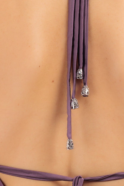 Plain V-neck Silk Dress