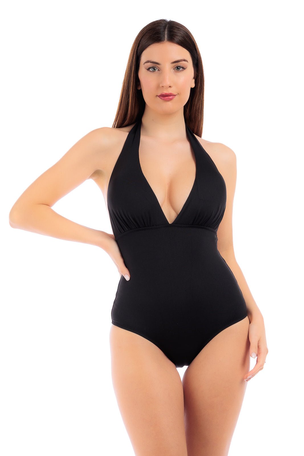 PLAIN V-NECK SWIMSUIT