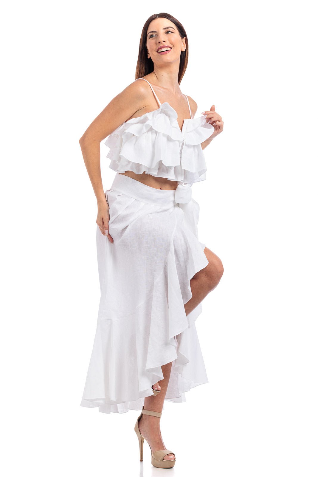 Pure Linen Raffeld Skirt - Finished Details - Skirts - by CAPRI LIFESTYLE