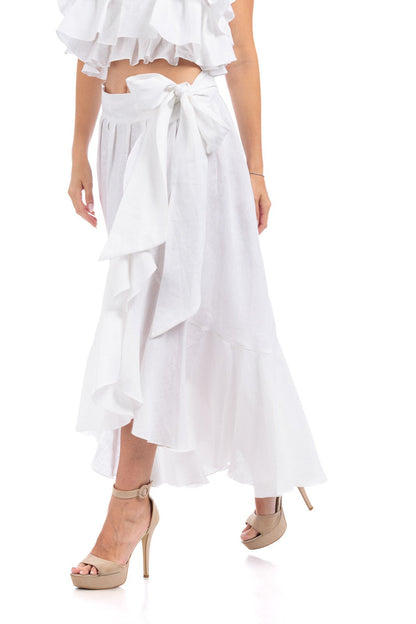 Pure Linen Raffeld Skirt - Finished Details - Skirts - by CAPRI LIFESTYLE