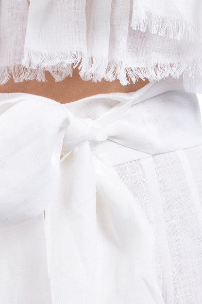 Pure Linen Raffeld Skirt With Elegant Hand - Finished Details - Linen Shirts - by CAPRI LIFESTYLE