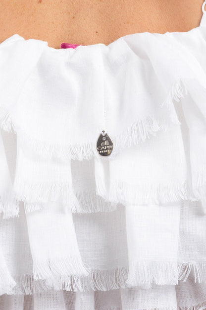 Pure Linen Raffeld Top With Elegant Hand - Finished Details - Women&