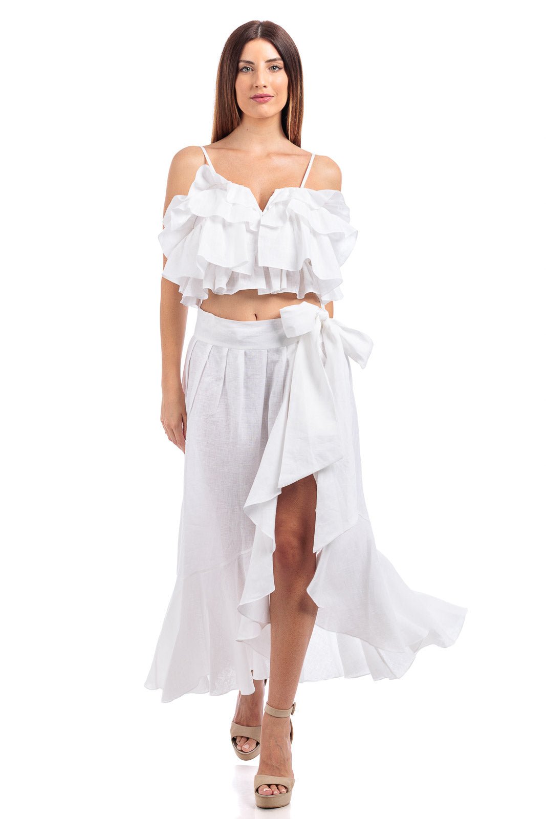 Pure Linen Raffeld Top Without Elegant Hand - Finished Details - Women&