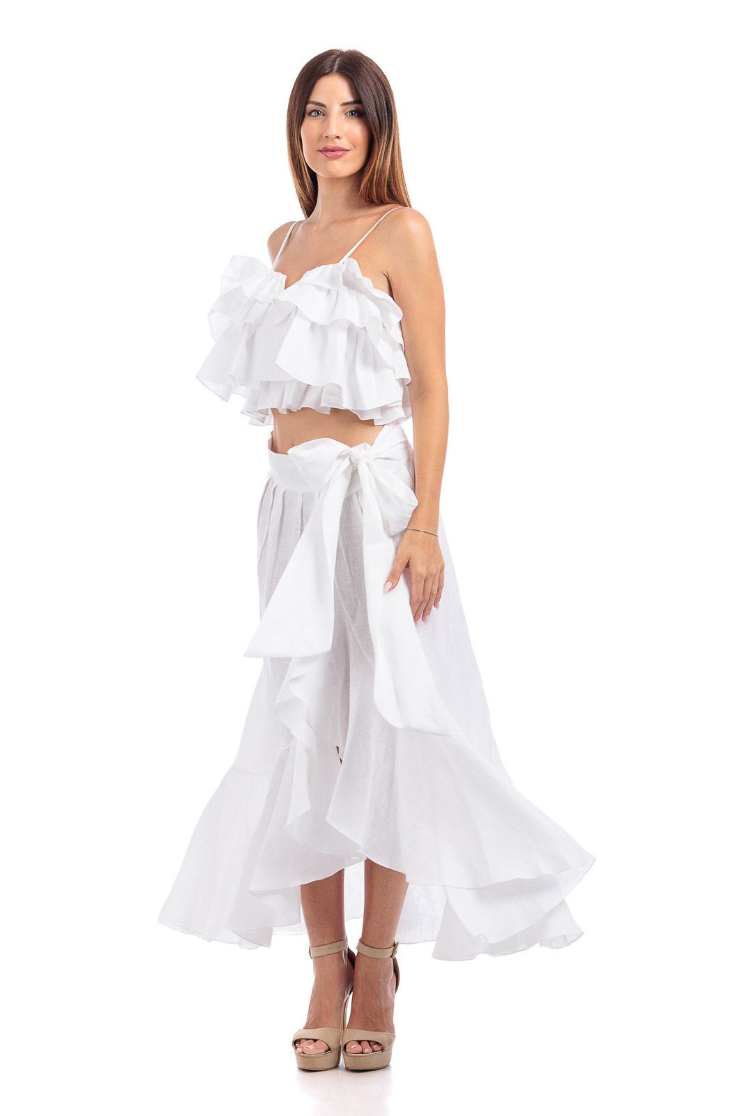 Pure Linen ruffled skirt