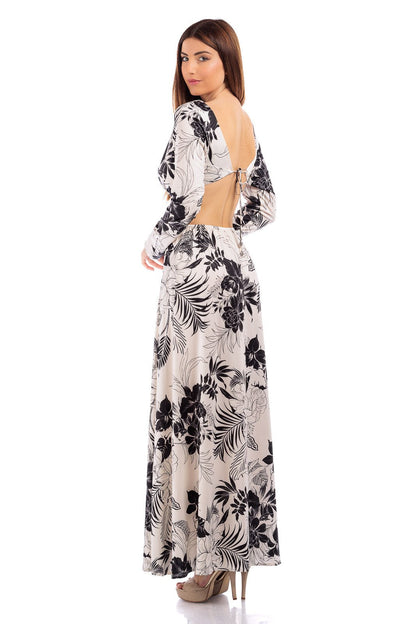 Sexy Hallow Out V-Neck Long Maxi Dress LS