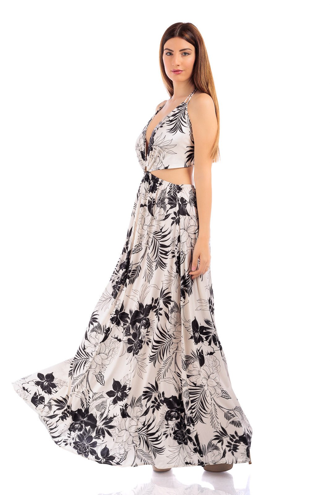 Sexy Hallow Out V-Neck Long Maxi Dress