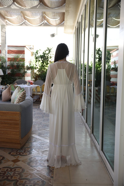 Sheer Chiffon Cover - Up with Lace Trim - Dresses - by CAPRI LIFESTYLE