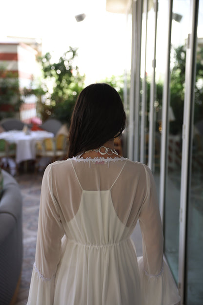 Sheer Chiffon Cover - Up with Lace Trim - Dresses - by CAPRI LIFESTYLE