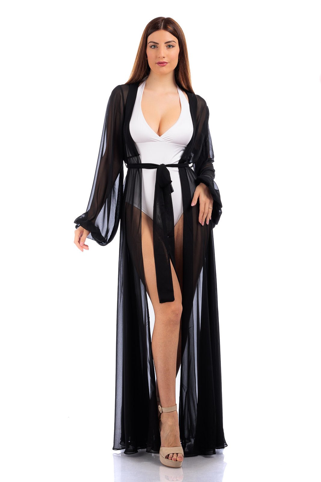 Silk Chiffon Long Robe - Dresses - by CAPRI LIFESTYLE