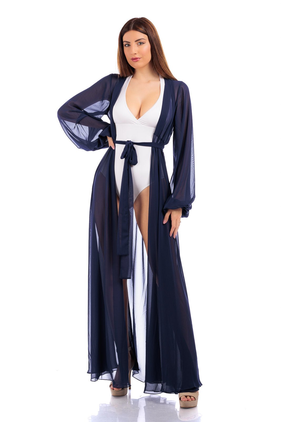 Silk Chiffon Long Robe