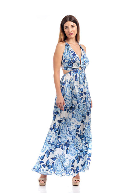 Silk Hallow Silk Out Maxi Dress With Ring - by CAPRI LIFESTYLE