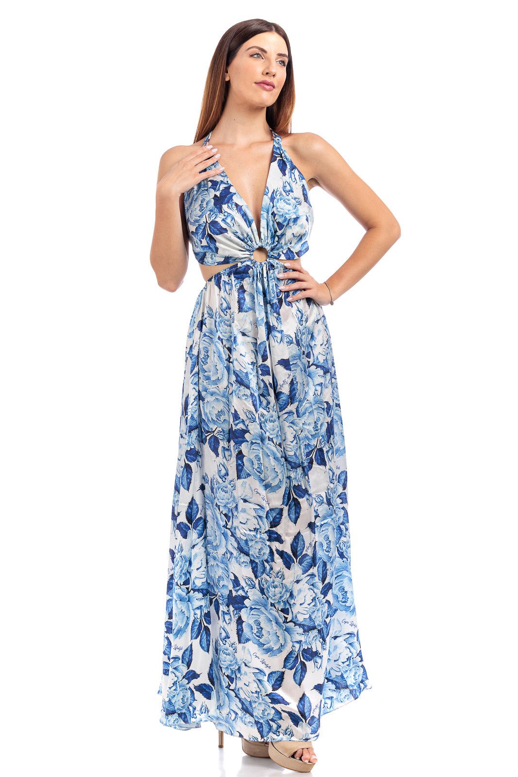 Silk Hallow Silk Out Maxi Dress With Ring - by CAPRI LIFESTYLE
