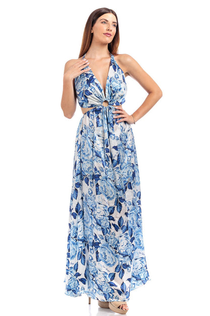 Silk Hallow Silk Out Maxi Dress With Ring - by CAPRI LIFESTYLE