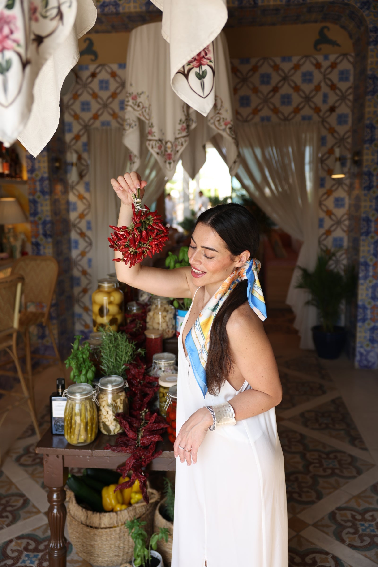 Silk Strappy Long Dress With Side Slit - by CAPRI LIFESTYLE