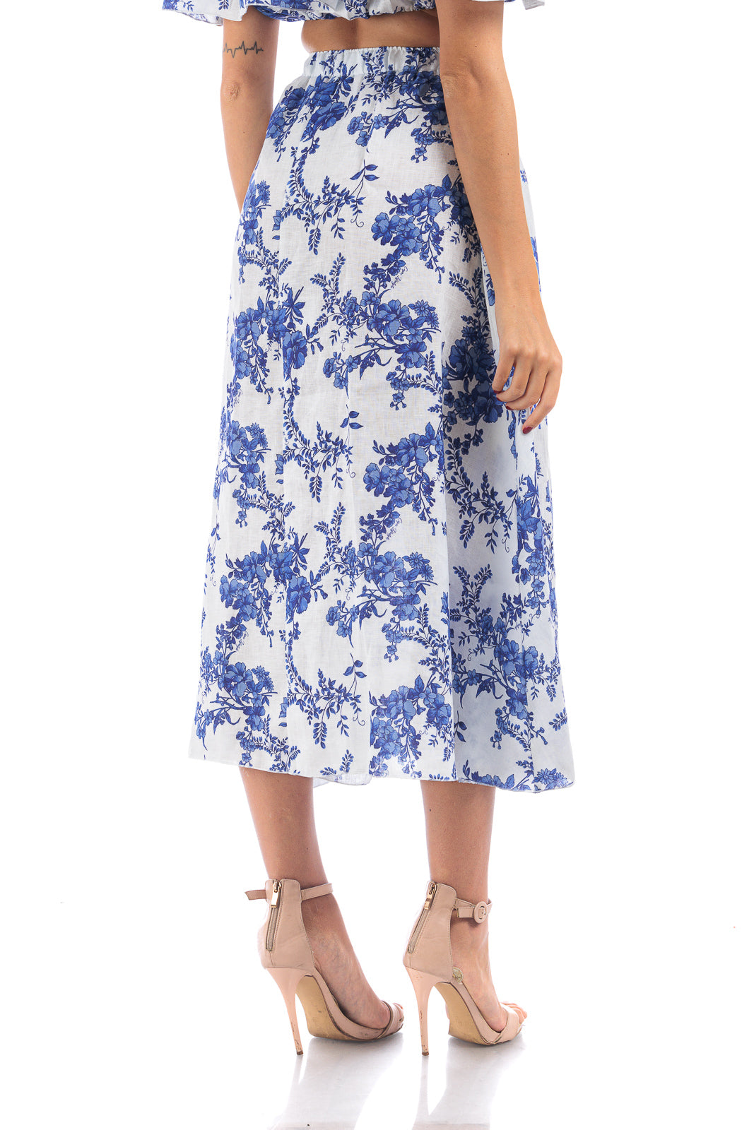 Linen Long Skirt Blue