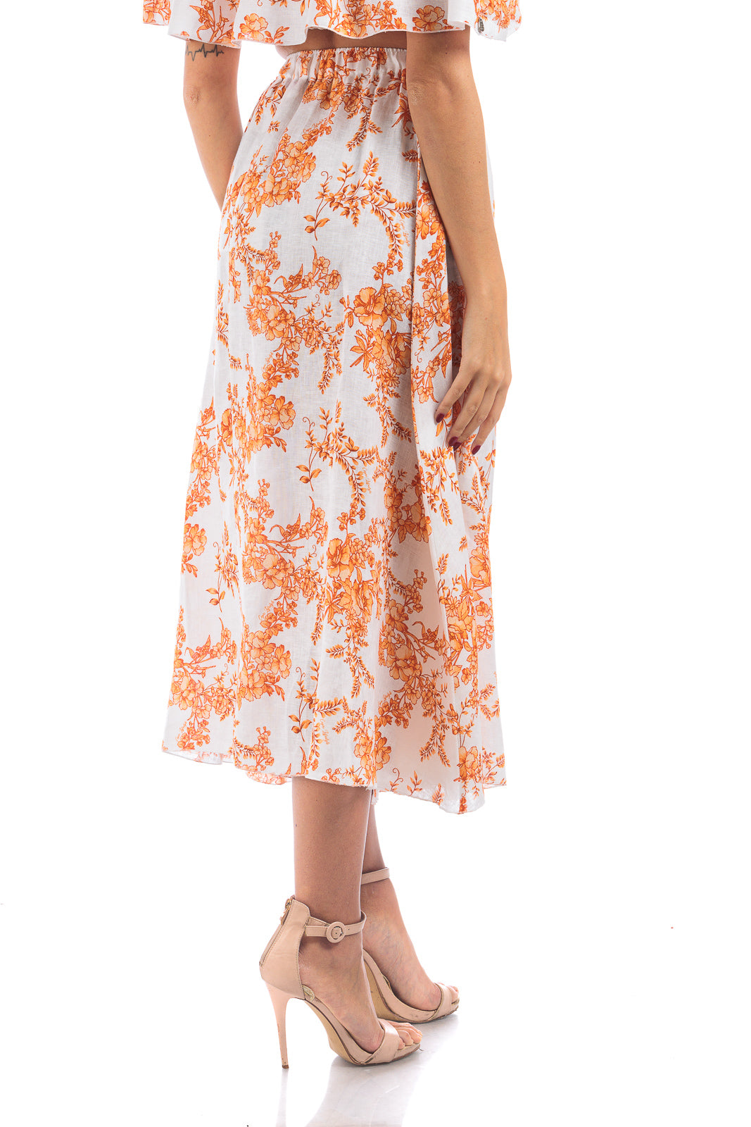 Linen Long Skirt Orange