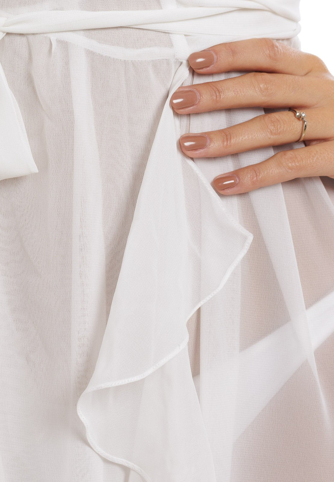 White Plain Long Chiffon Wrap Around Dress - Dresses - by CAPRI LIFESTYLE