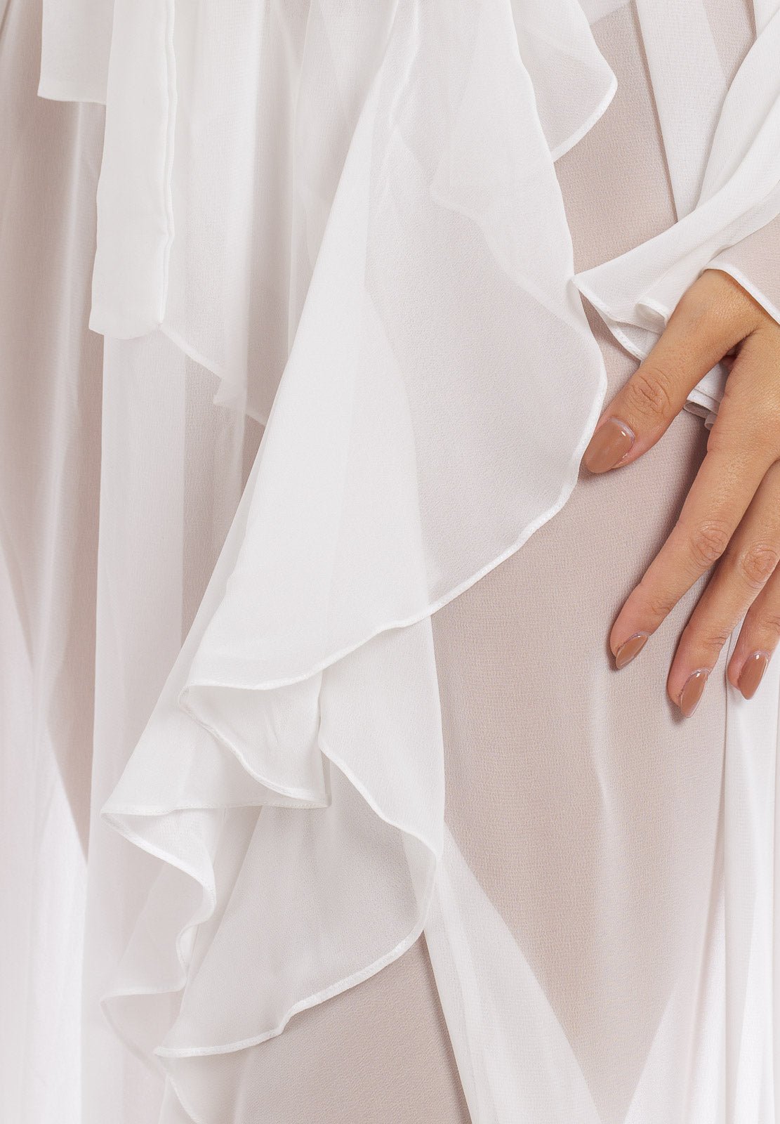 White Plain Long Chiffon Wrap Around Dress - Dresses - by CAPRI LIFESTYLE